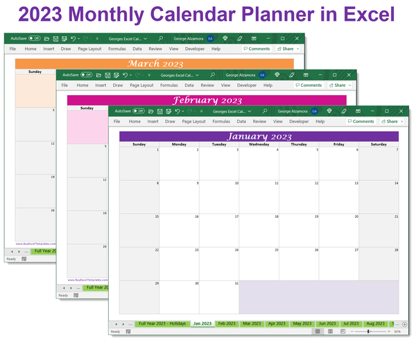 Printable 2023 Calendar Spreadsheet: Downloadable Excel Templates ...