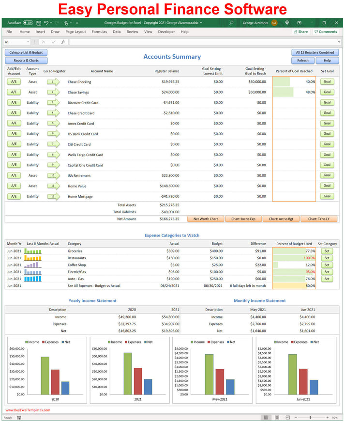 Personal Finance Software – BuyExcelTemplates.com