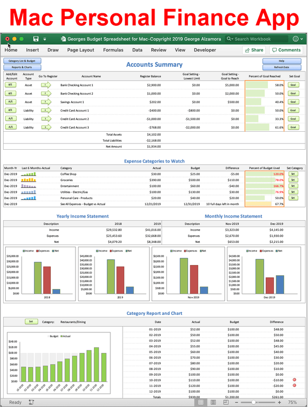 Mac budget software using Excel for Mac to manage personal finances ...