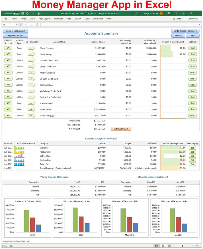 Personal Finance Spreadsheet | Money Manager App | Monthly Budgeting ...