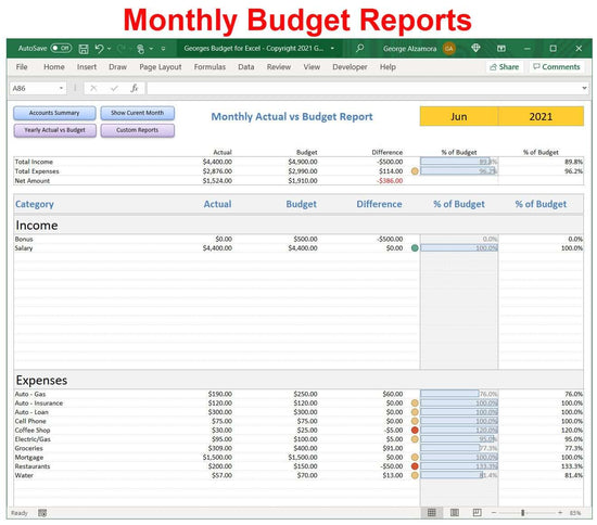 Wealth Management Spreadsheet Dashboard | Budgeting & Checkbook App ...