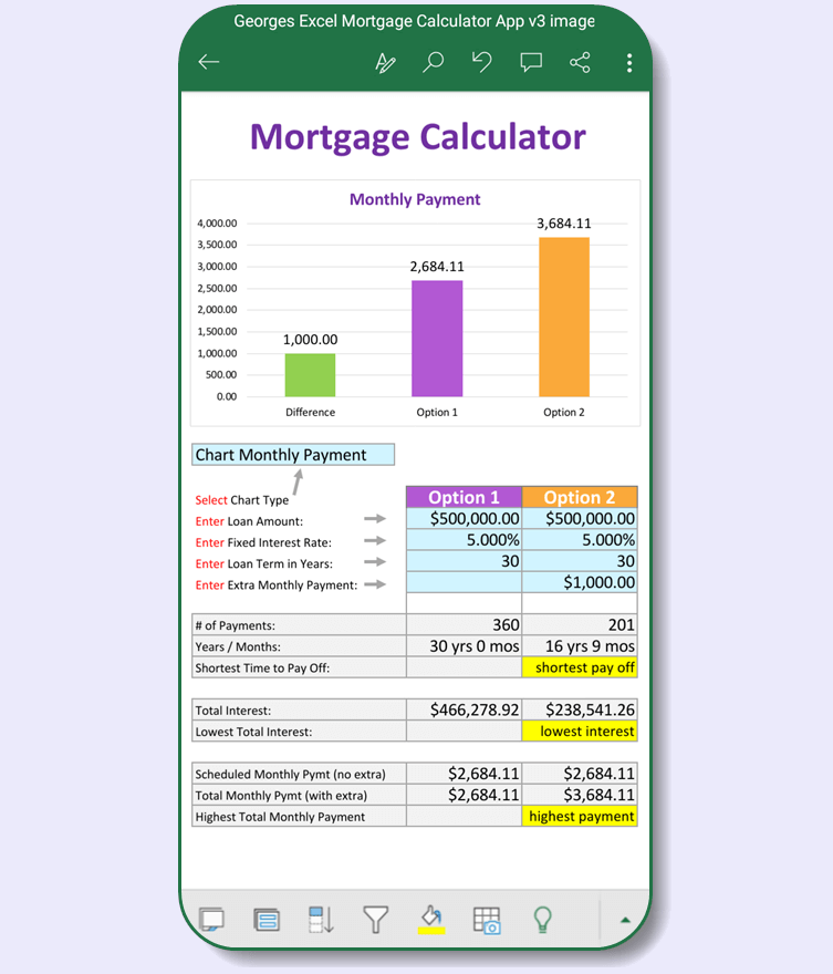 IPhone Mortgage Calculator Spreadsheet App | Calculate Payment | Excel ...