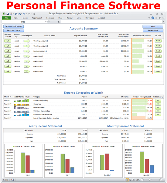 Excel Budget Spreadsheet and Checkbook Register Software ...